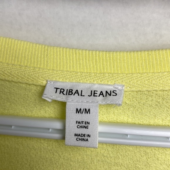TRIBAL JEANS WIDE TIED NECK TIERED LONG SLEEVE LEMON DROP YELLOW SIZE SWEATER… - Picture 11 of 14